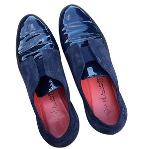 Pas de Rouge Navy Patent Leather Suede Shoes